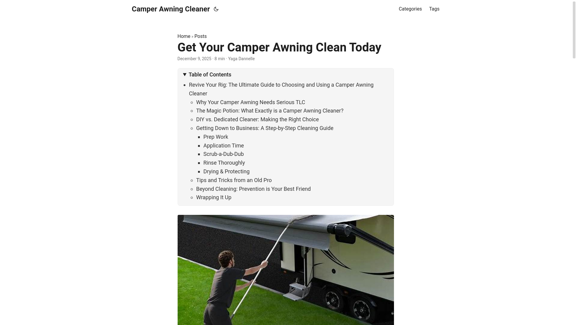 website screenshot of https://camperawningcleaner.pages.dev/