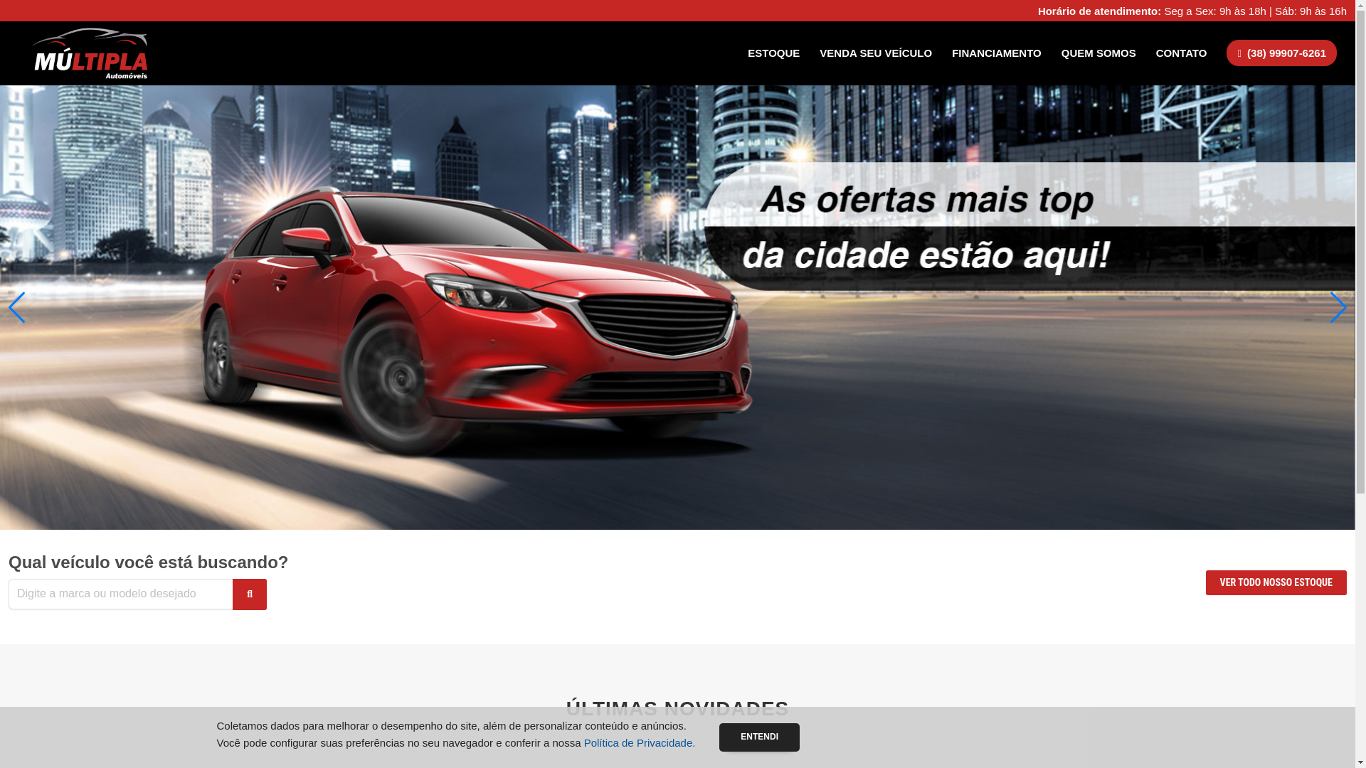 website screenshot of https://multiplaautomoveis.com.br/