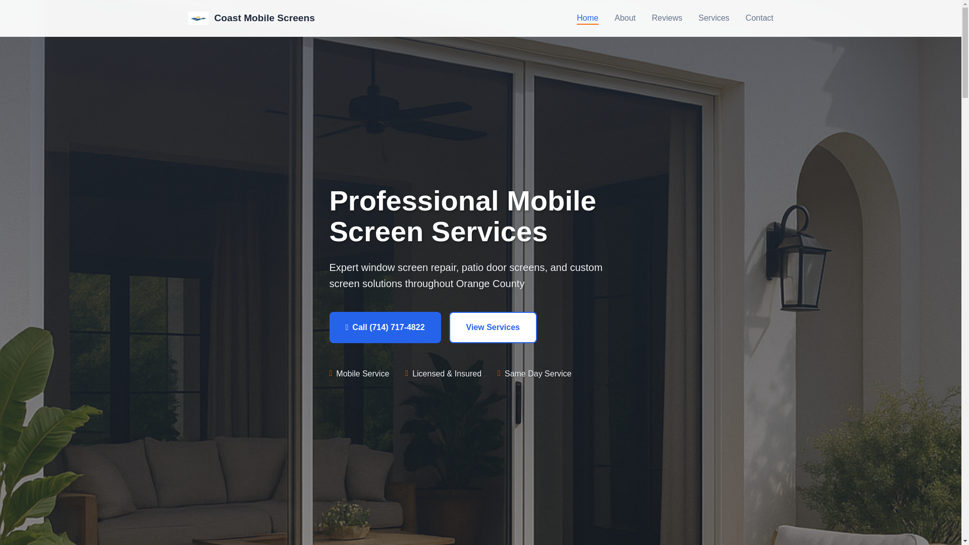 website screenshot of https://coastmobilescreens.net/