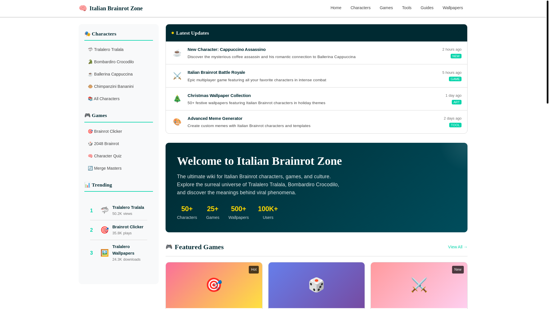website screenshot of https://italianbrainrot.zone/