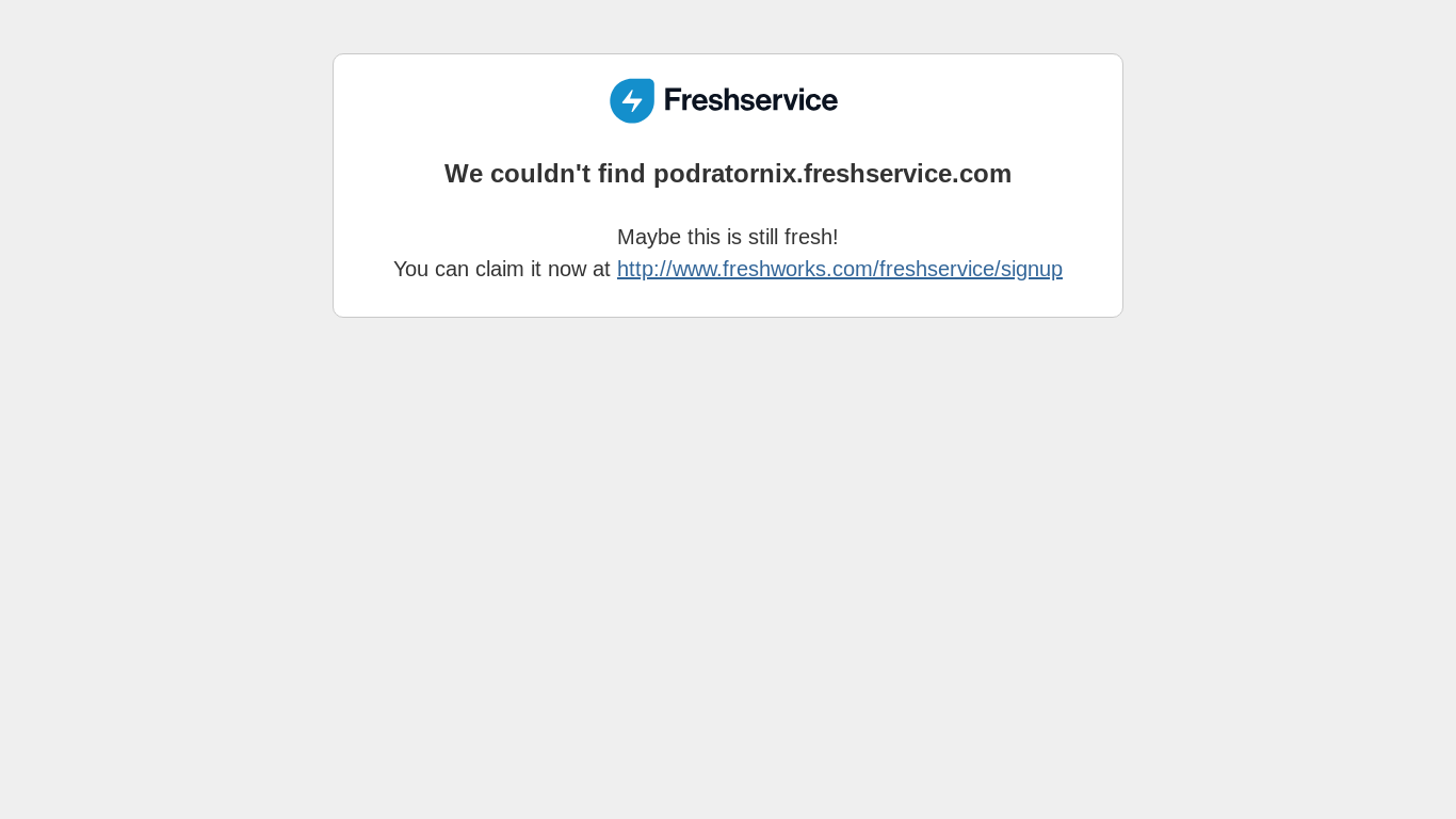 website screenshot of https://podratornix.freshservice.com/