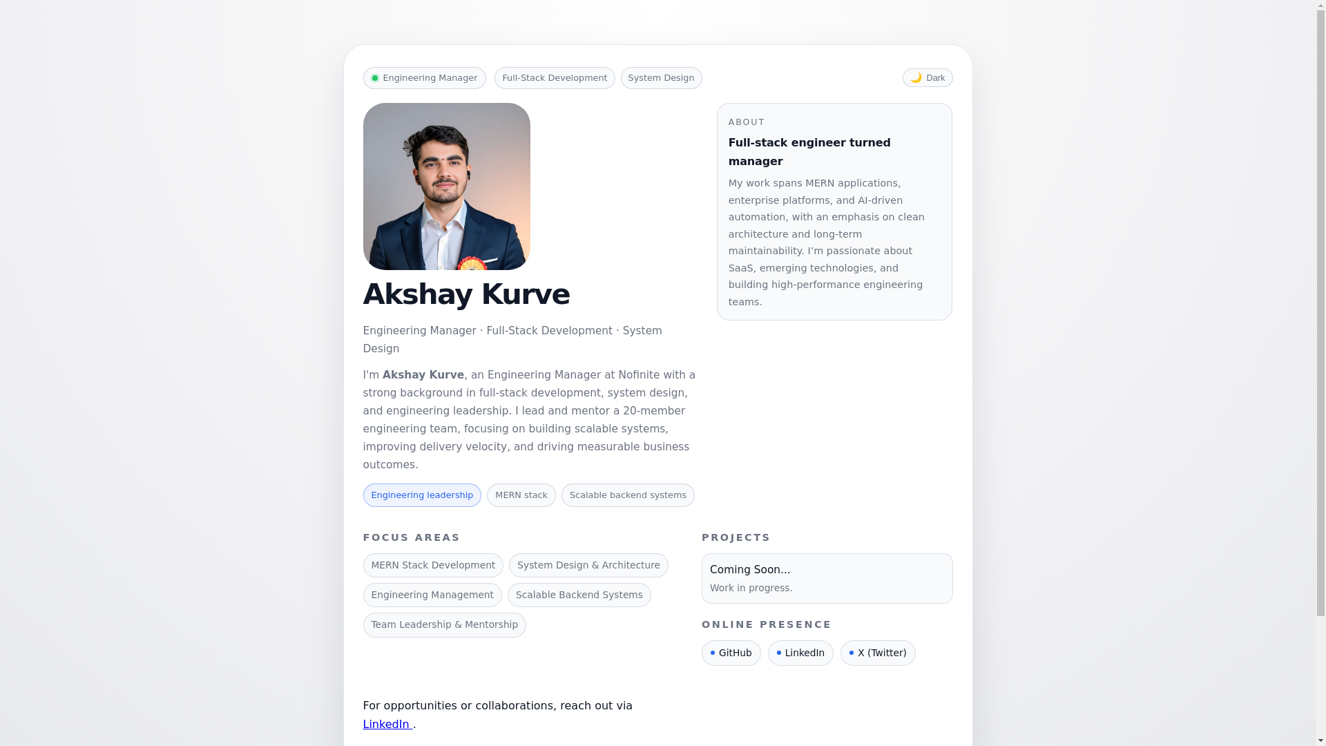 website screenshot of https://akshaykurve.com/