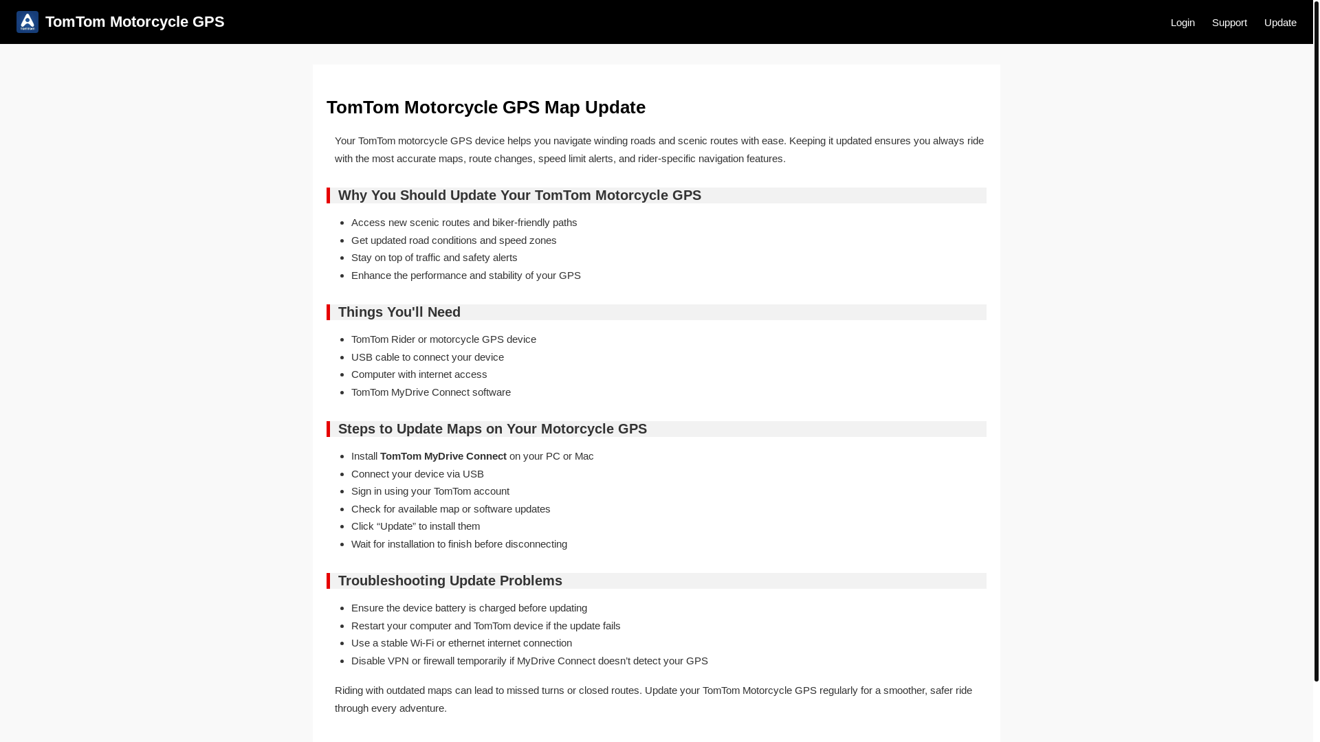 website screenshot of https://tomtom-motorcycle-gps-update.pages.dev/