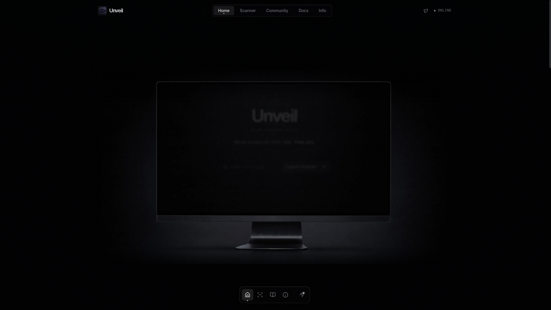 website screenshot of https://unveil.cx/