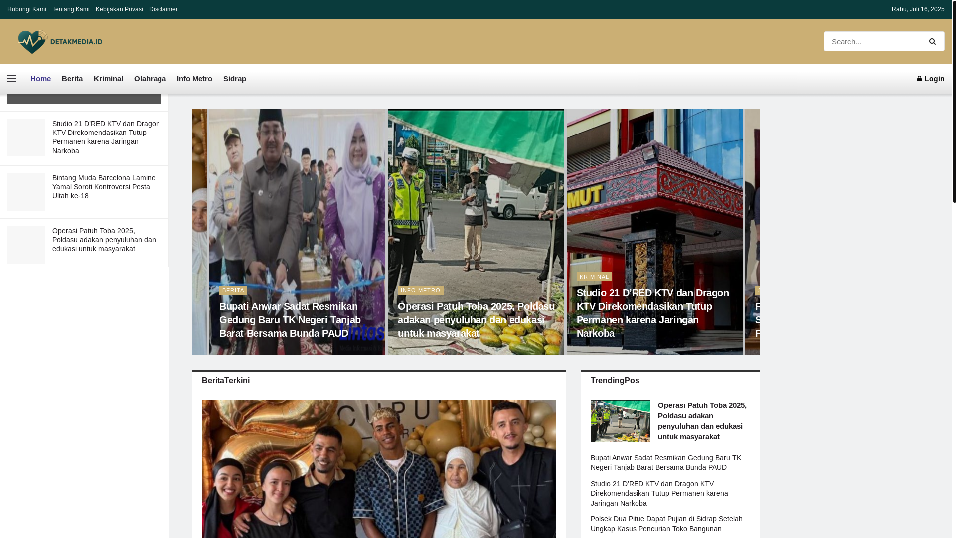 website screenshot of https://detakmedia.id/