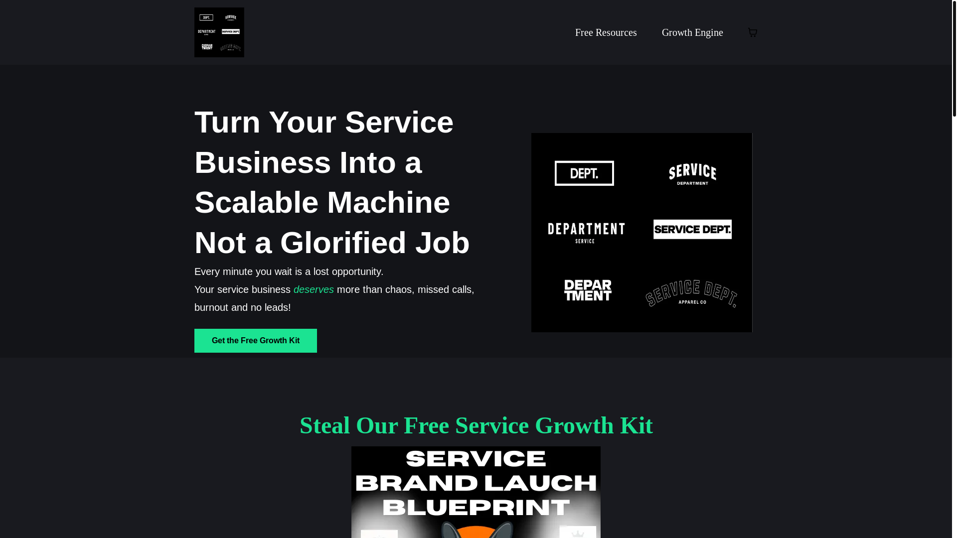 website screenshot of https://servicedeptco.com/