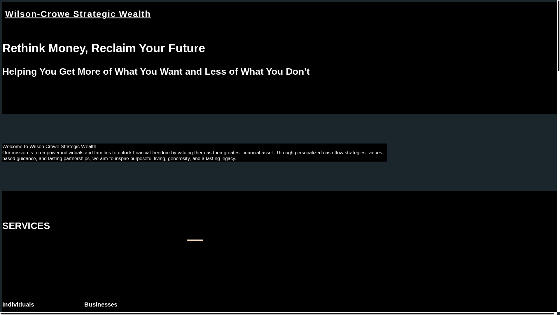 website screenshot of https://wilsoncrowestrategicwealth.com/
