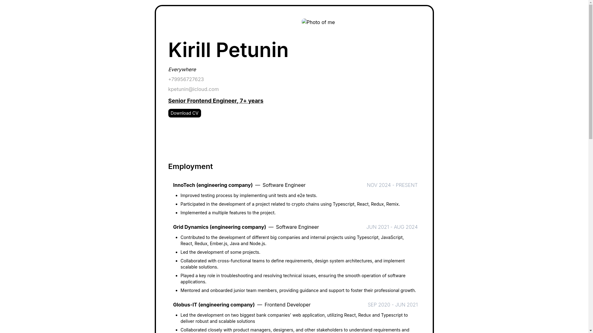 website screenshot of https://holakirr-cv.pages.dev/