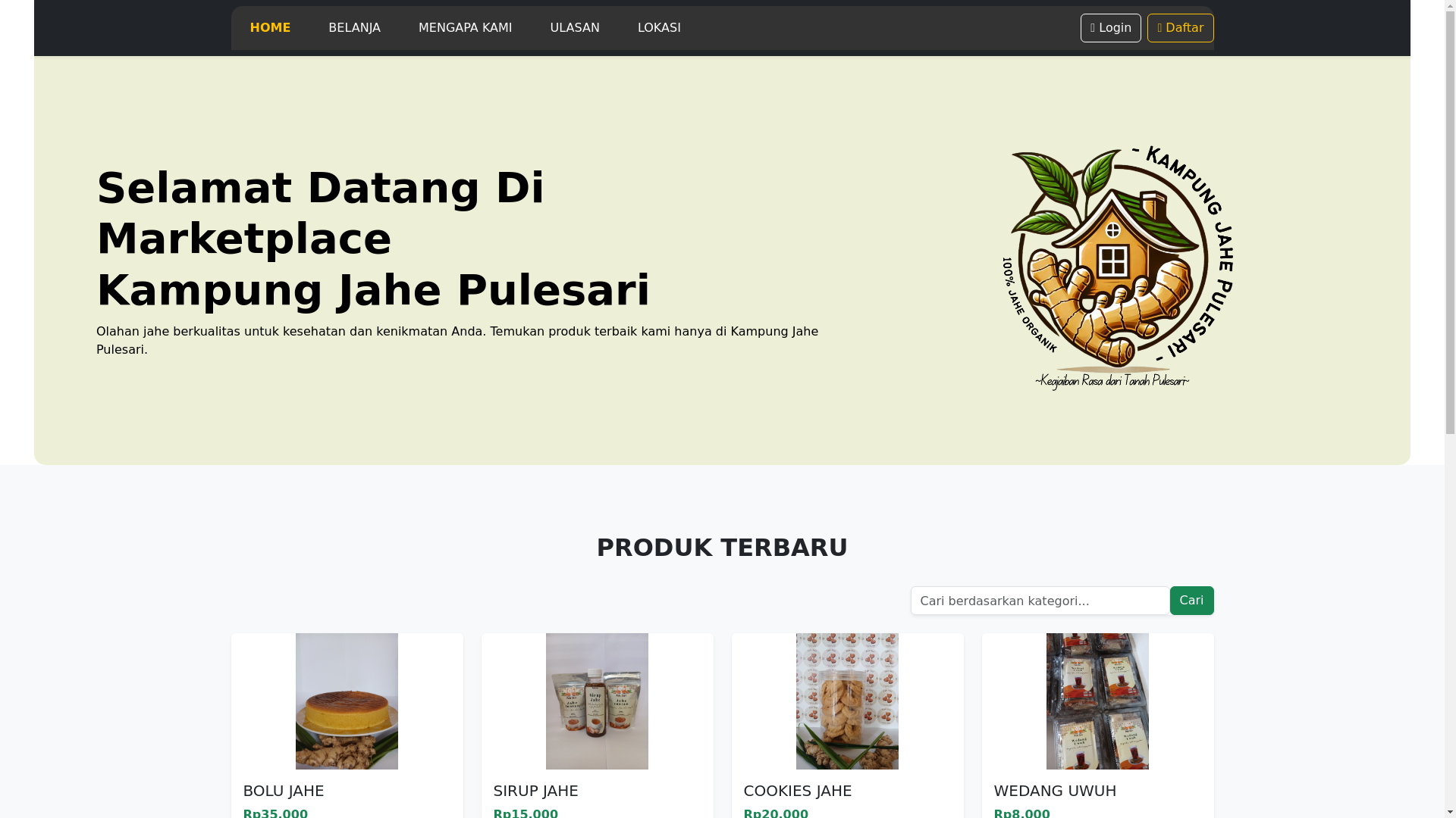 website screenshot of https://pulesari.web.id/