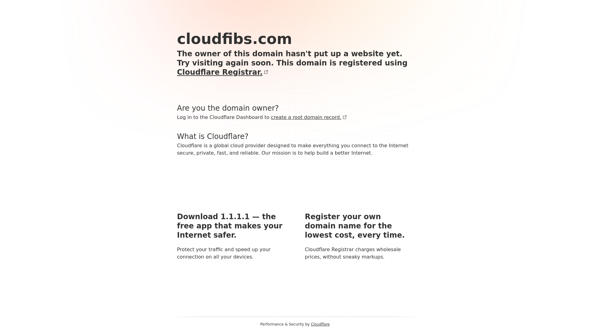 website screenshot of https://cloudfibs.com/