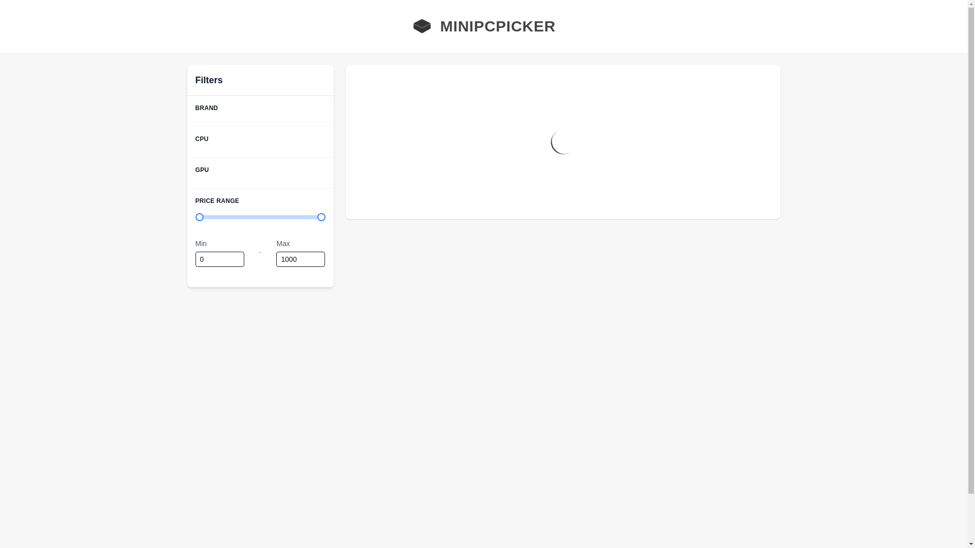 website screenshot of https://minipcpicker.com/