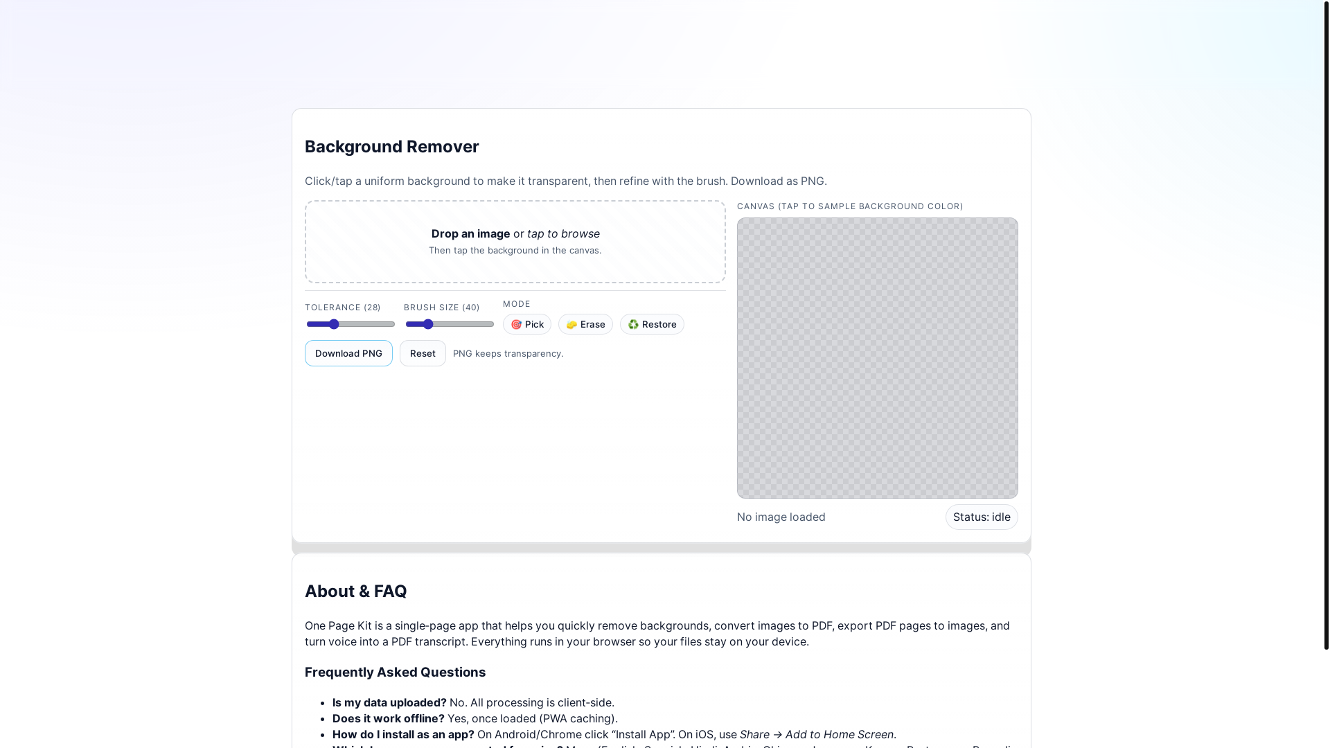 website screenshot of https://onepagekit.pages.dev/