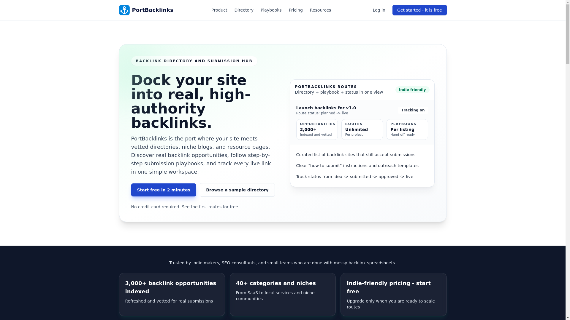 website screenshot of https://portbacklinks.com/