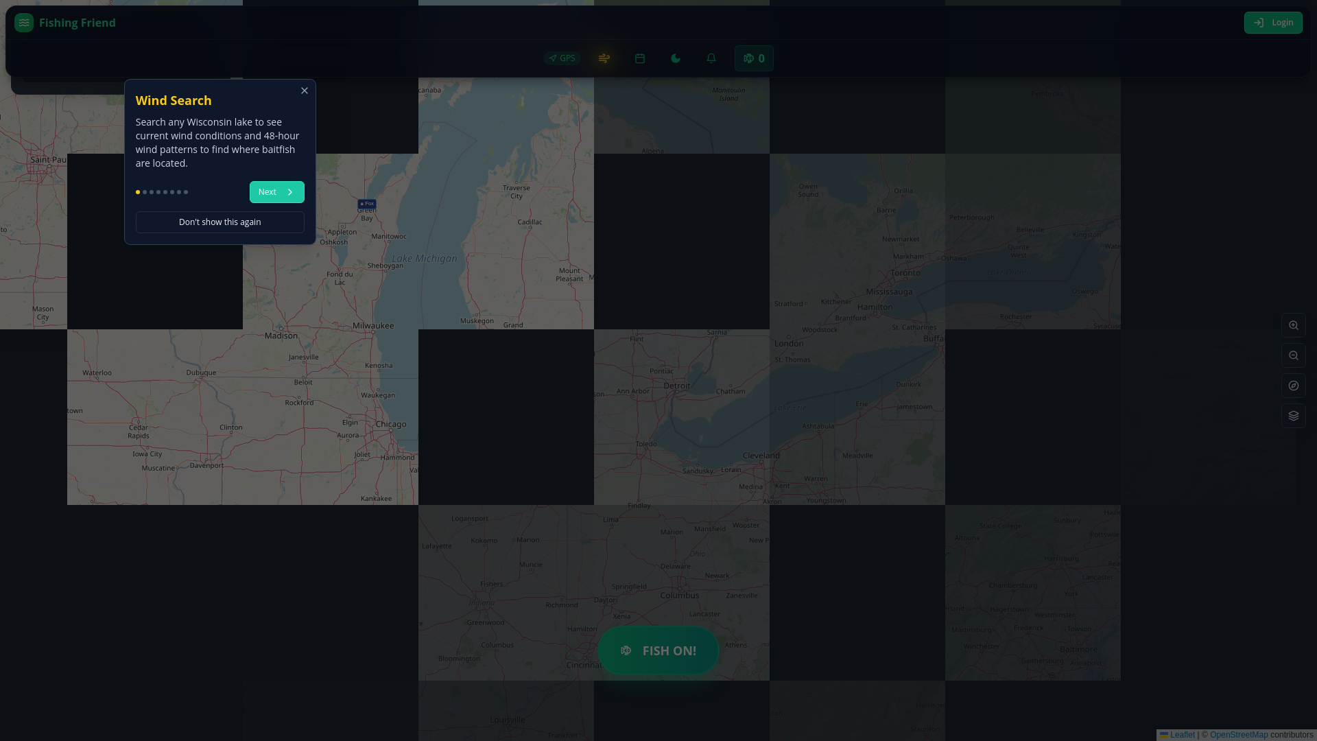 website screenshot of https://fishingfriend.net/