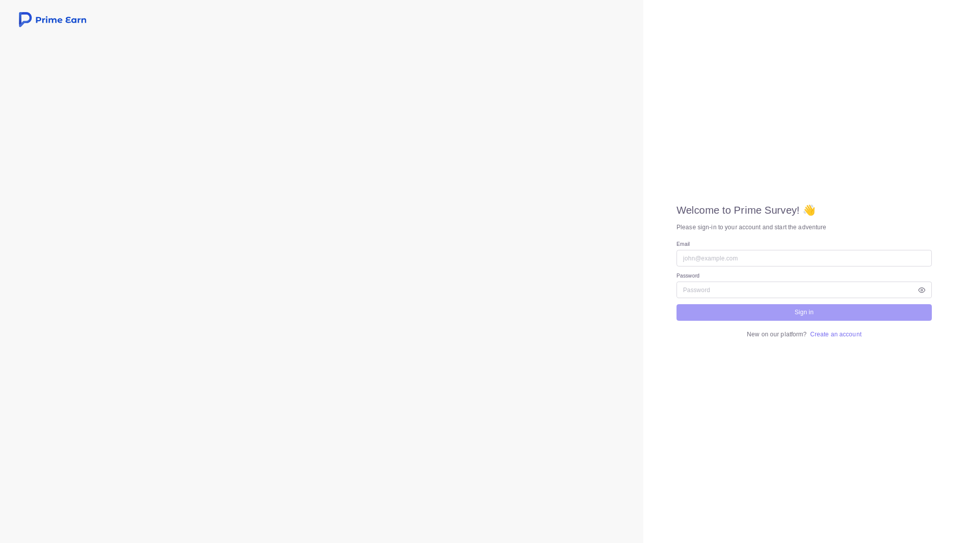 website screenshot of https://prime-surveys-publisher-frontend.pages.dev/