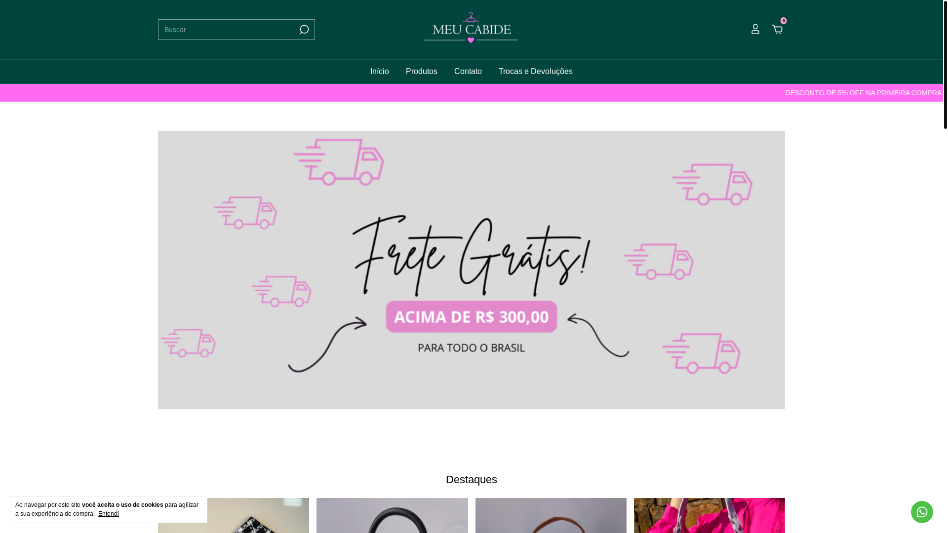 website screenshot of https://meucabideloja.com.br/