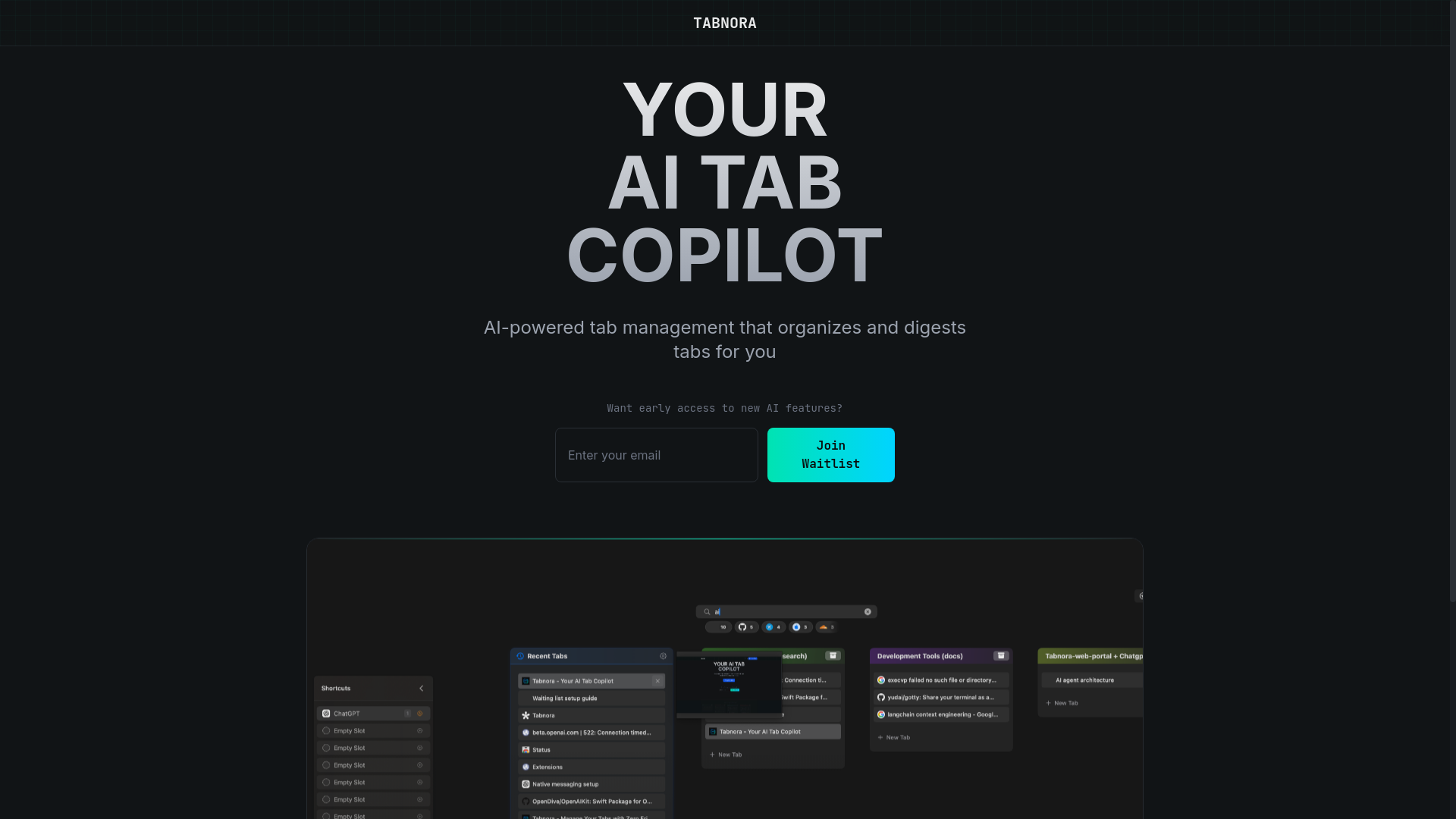 website screenshot of https://tabnora-landing.pages.dev/