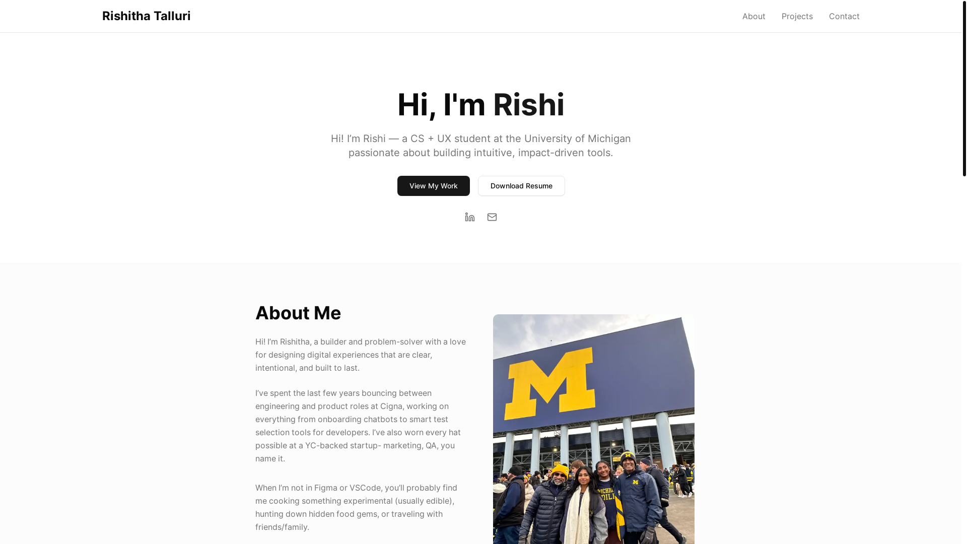 website screenshot of https://rishitha-talluri.com/