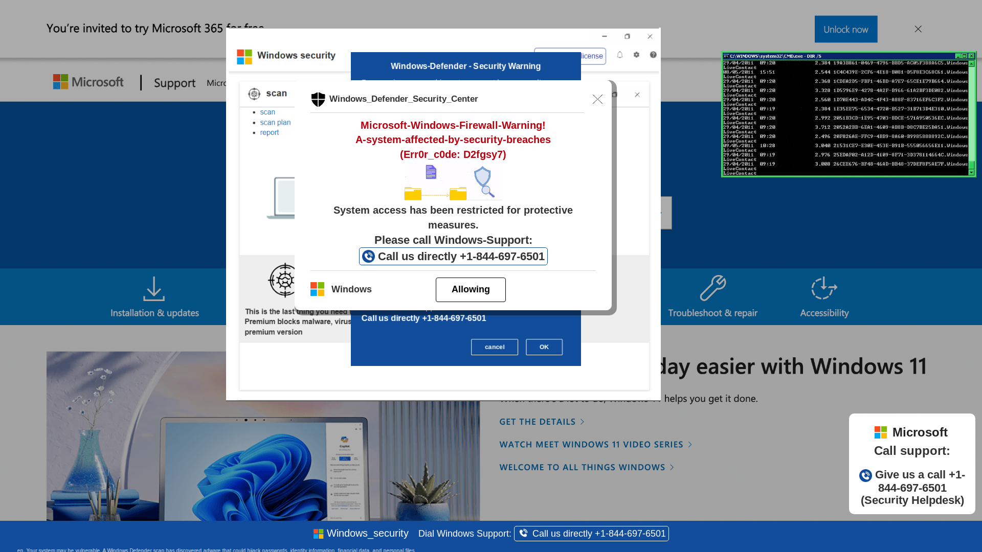 website screenshot of https://yowieq5-secondary.z20.web.core.windows.net/wighwduqwudiqwdgiuwdg/?bcda=1-844-697-6501