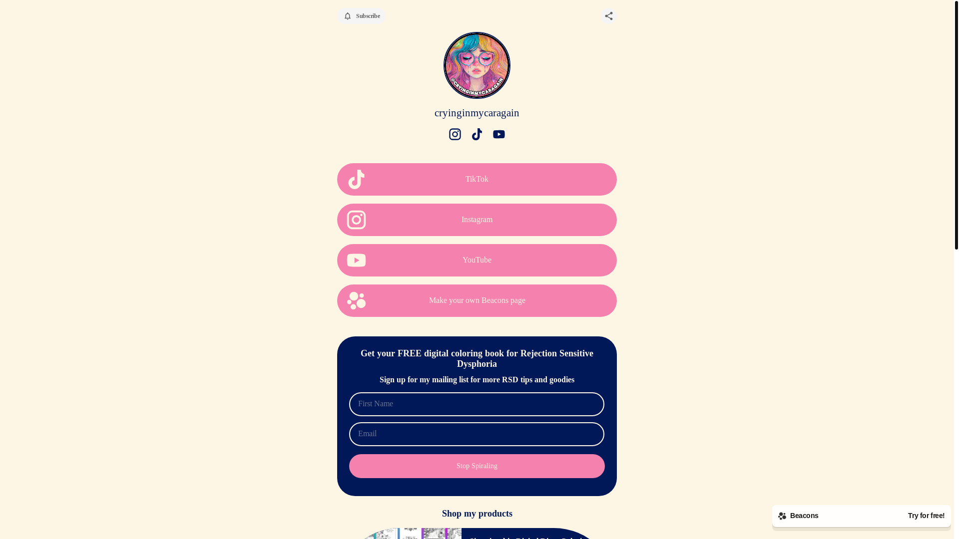 website screenshot of https://cryinginmycaragain.com/