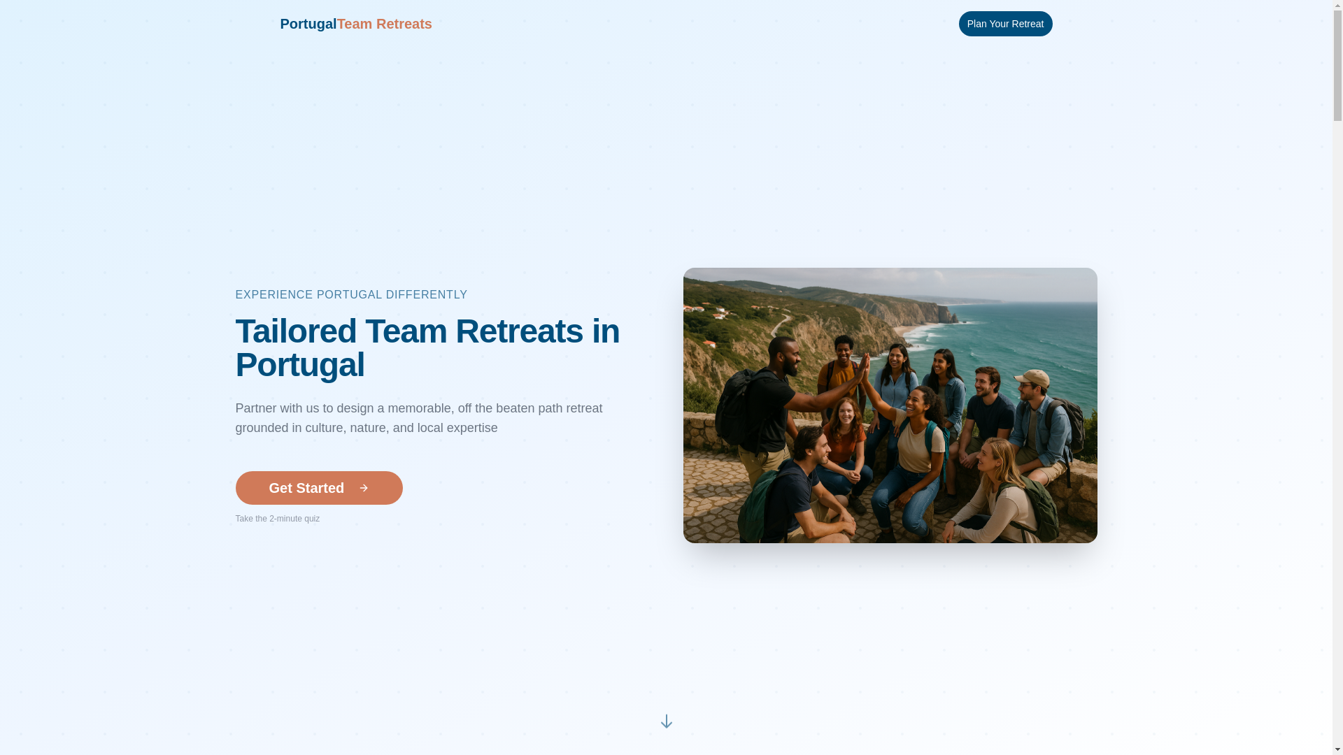 website screenshot of https://portugalteamretreats.com/