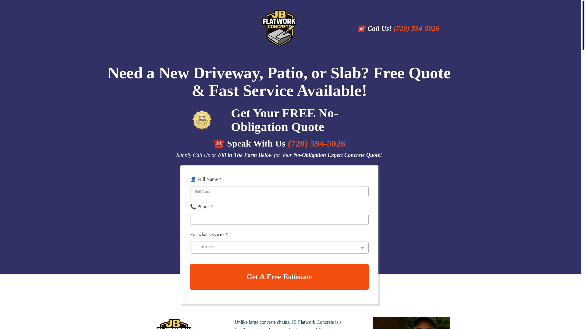 website screenshot of https://jbflatworkconcrete.net/