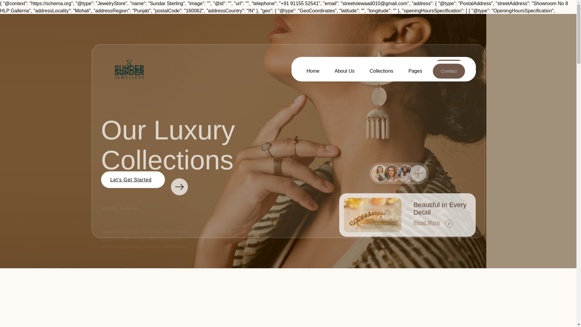 website screenshot of https://sunderjewellers.store/