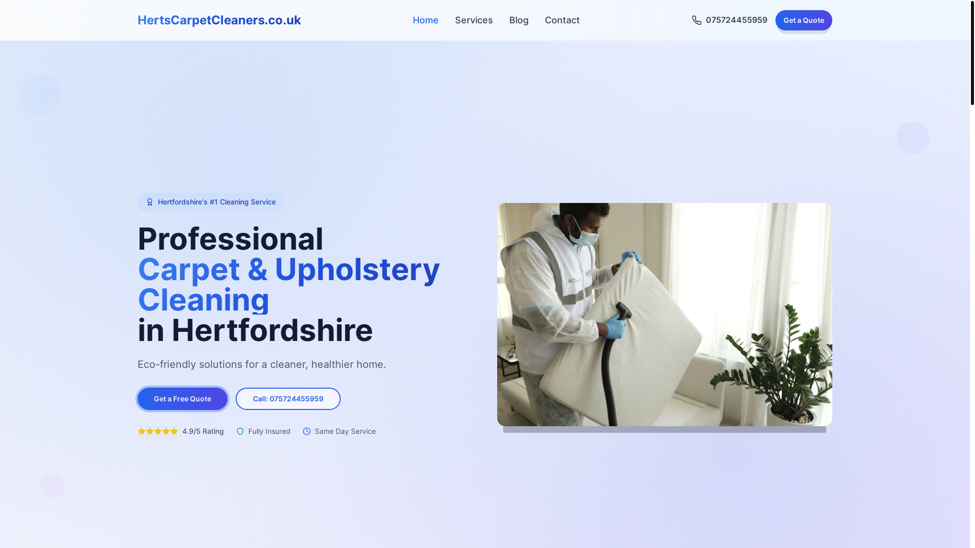 website screenshot of https://lhcarpetcleaners.co.uk/