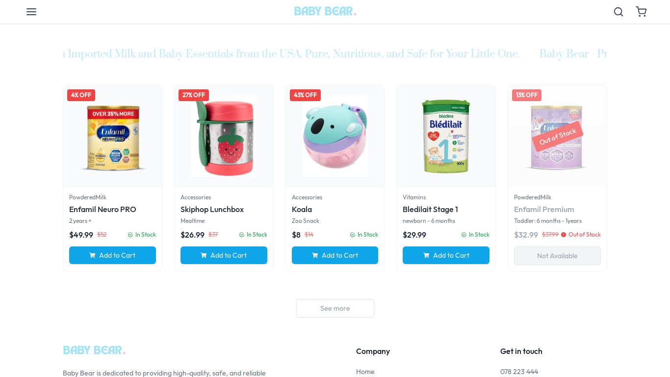 website screenshot of https://vct-babybear.store/