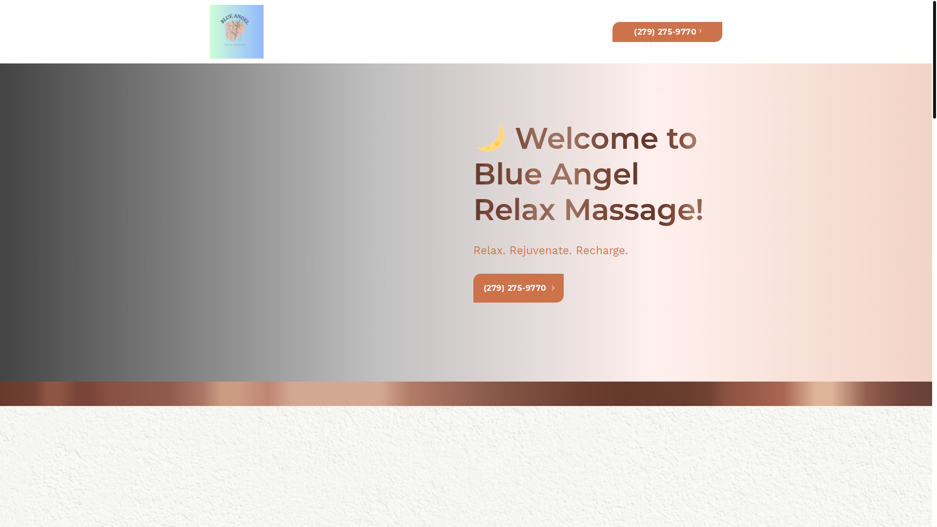 website screenshot of https://blueangelrelaxmassage.com/