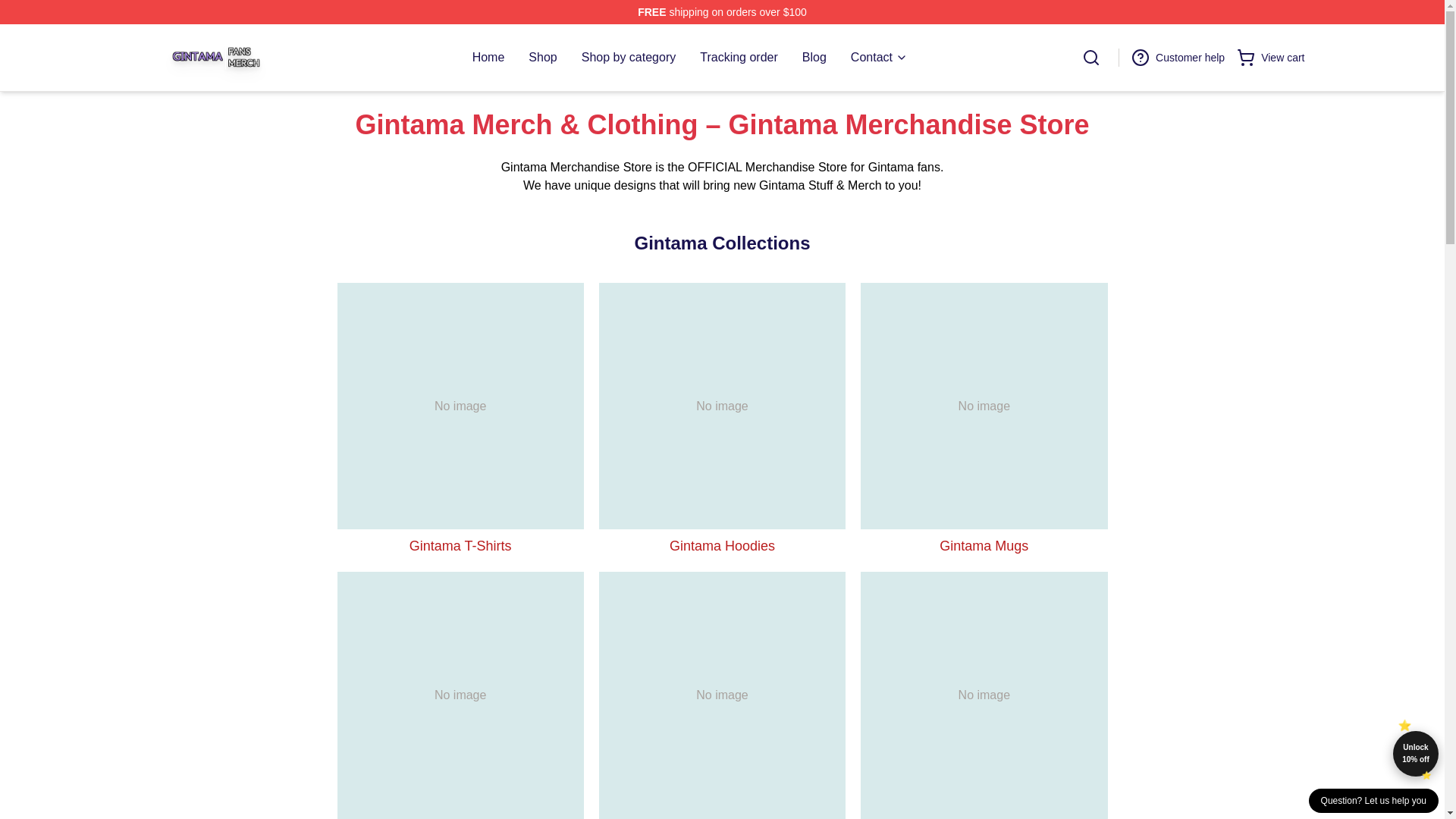 website screenshot of https://gintamamerchandise.shop/