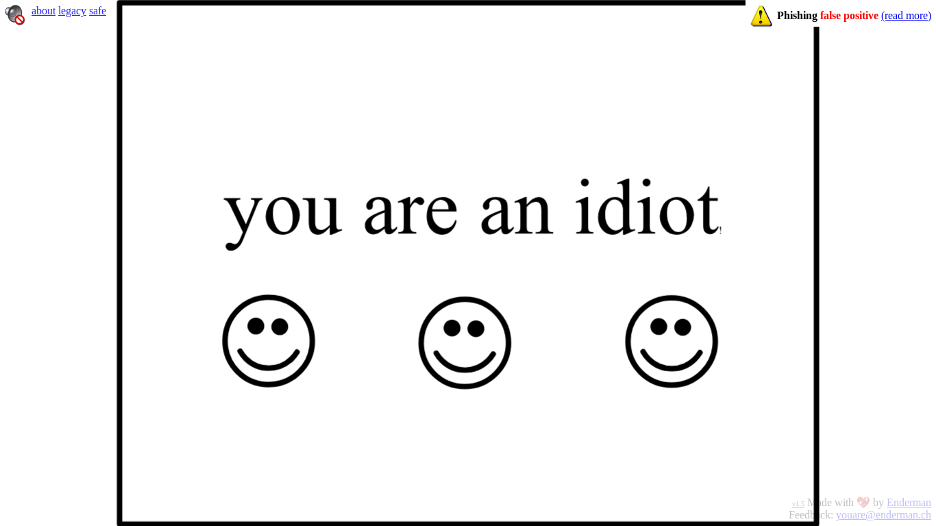 website screenshot of https://youareanidiot.cc/