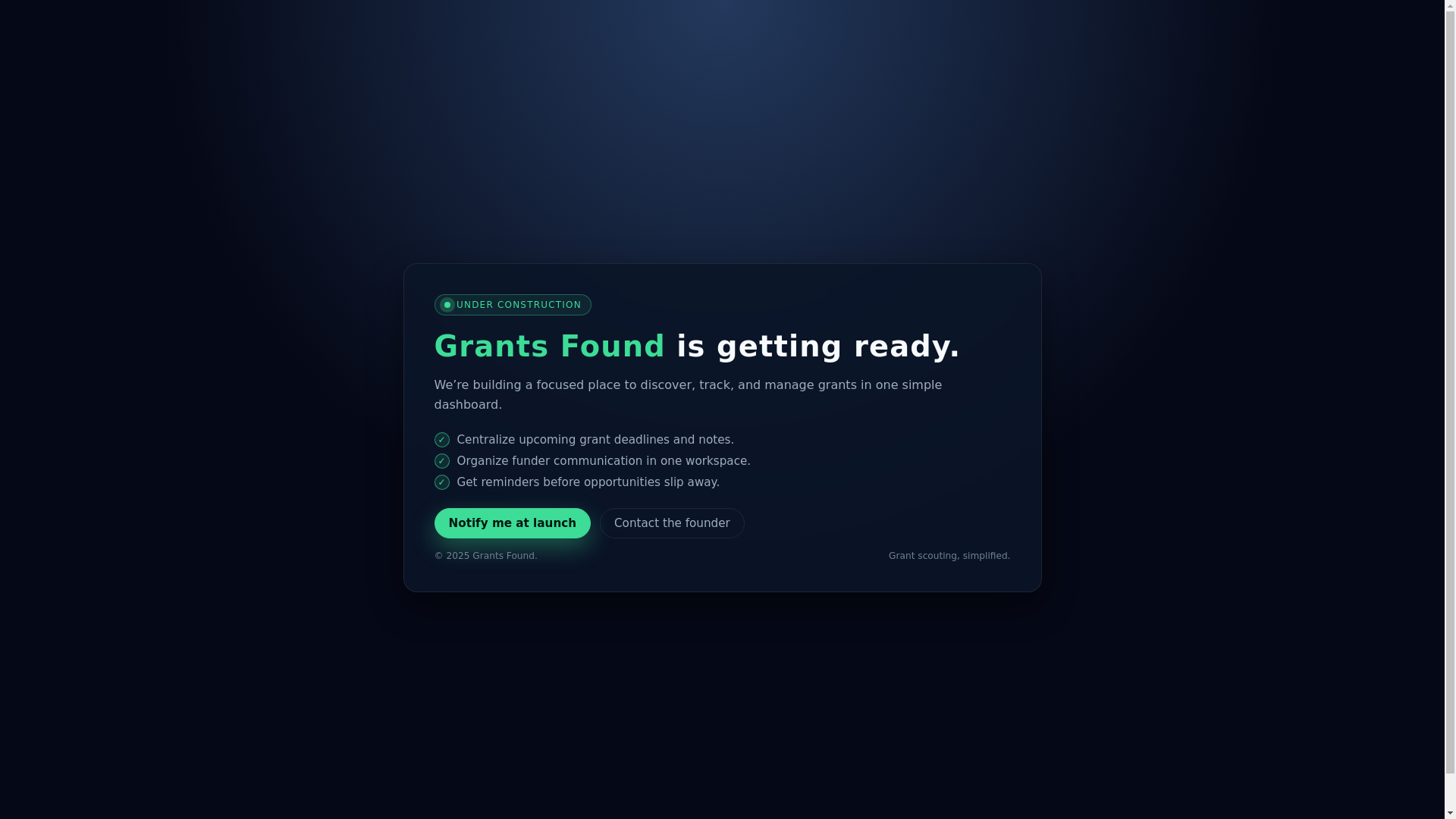 website screenshot of https://grantsfound.pages.dev/