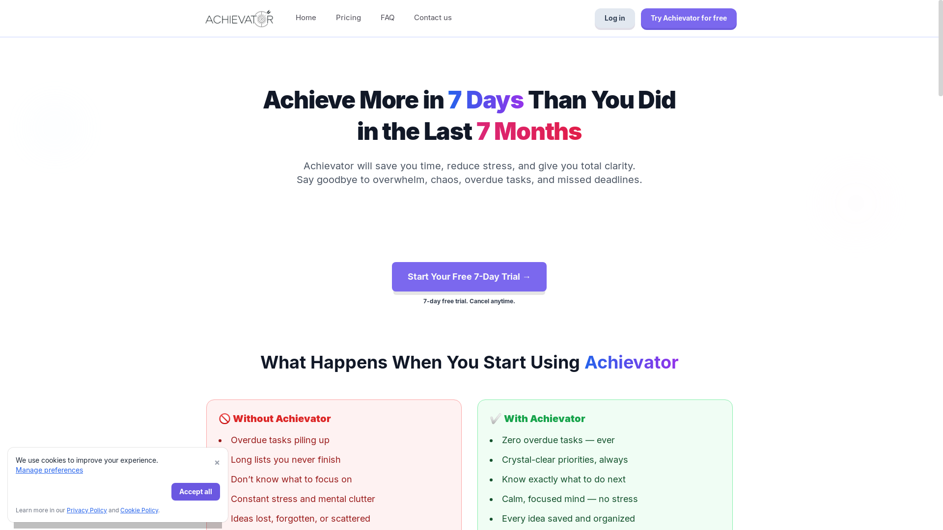 website screenshot of https://achievator-main-site-fe.pages.dev/