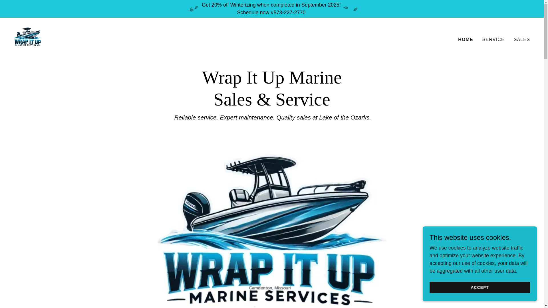 website screenshot of https://wrapitupmarinesalesandservice.com/