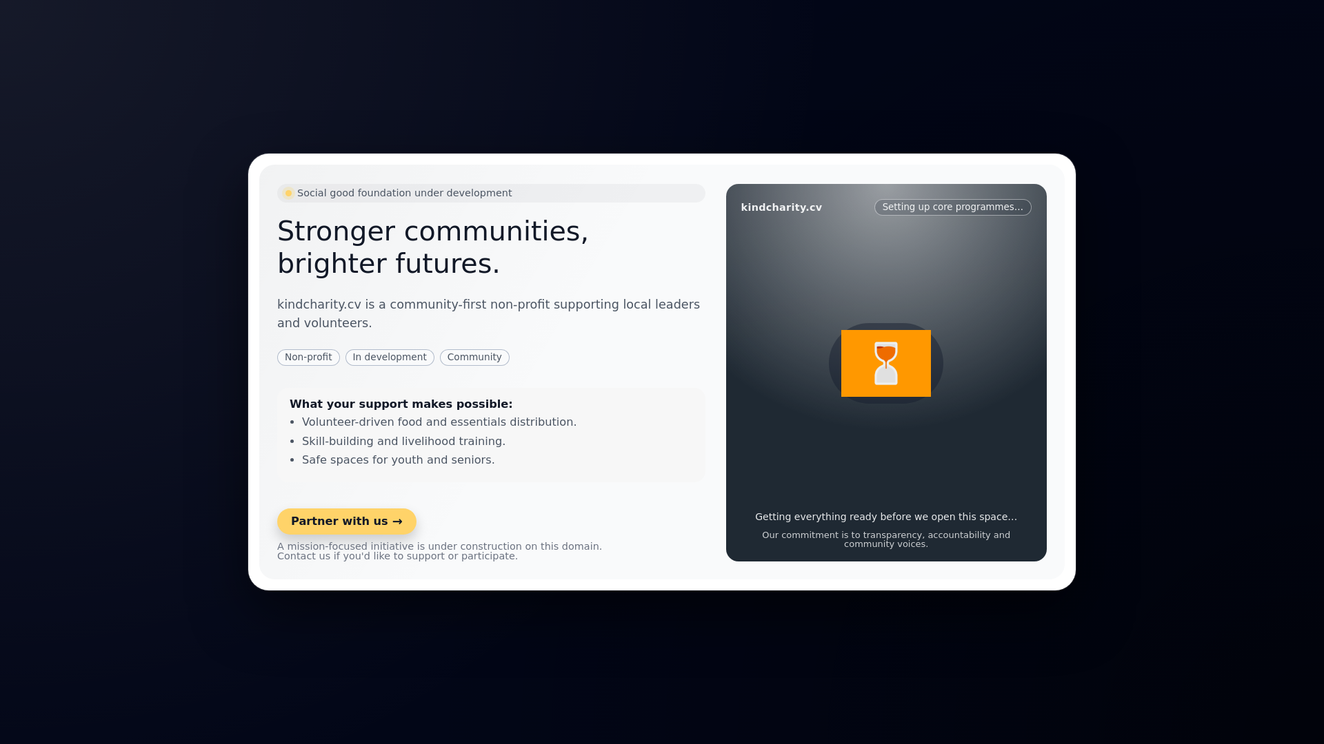 website screenshot of https://kindcharity.cv/