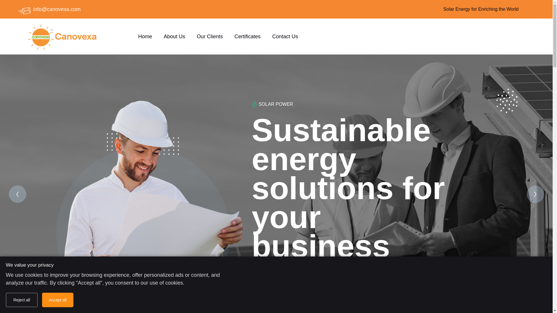 website screenshot of https://canovexa.com/