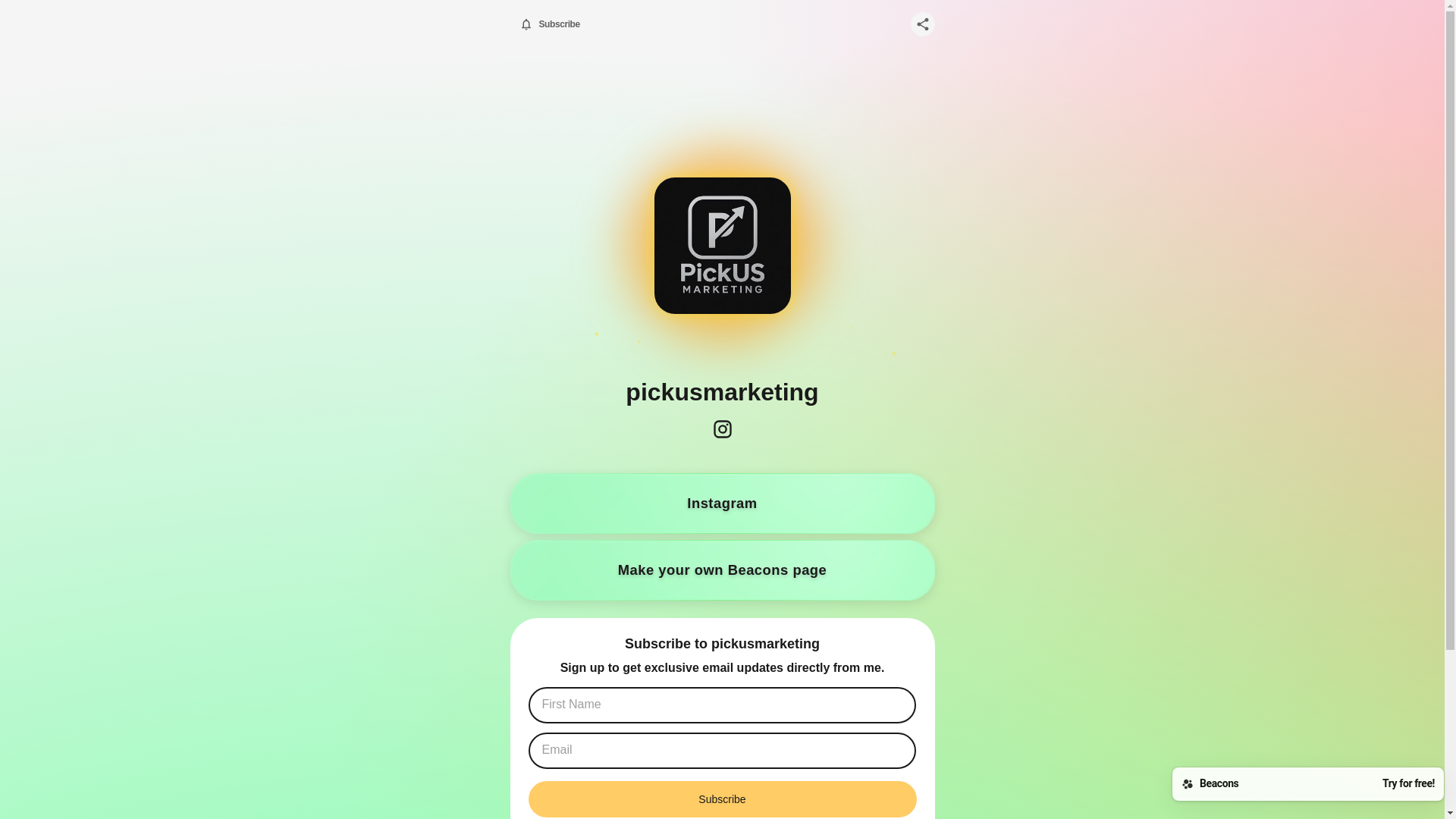 website screenshot of https://pickusmarketing.com/