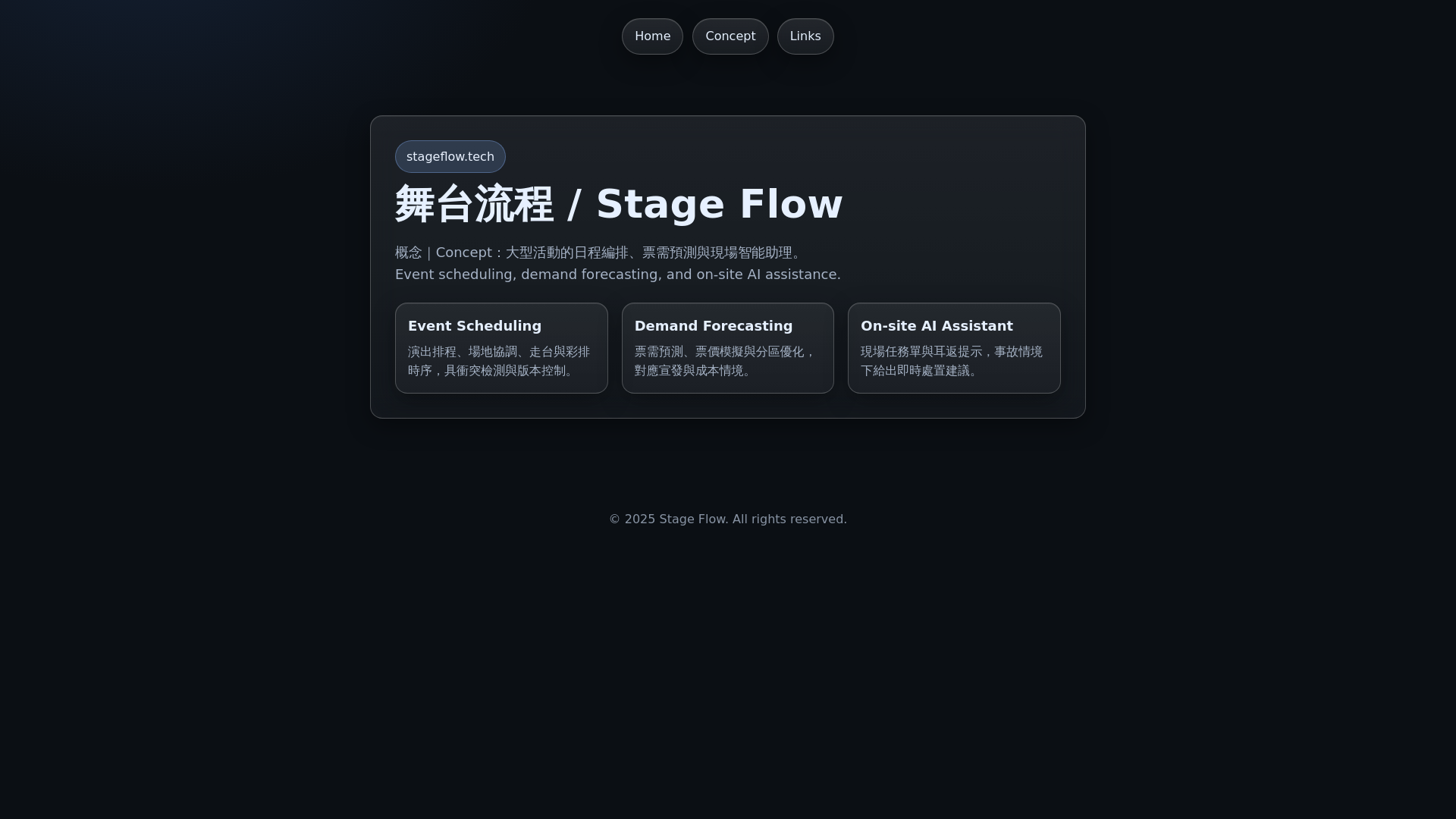website screenshot of https://stageflow.pages.dev/