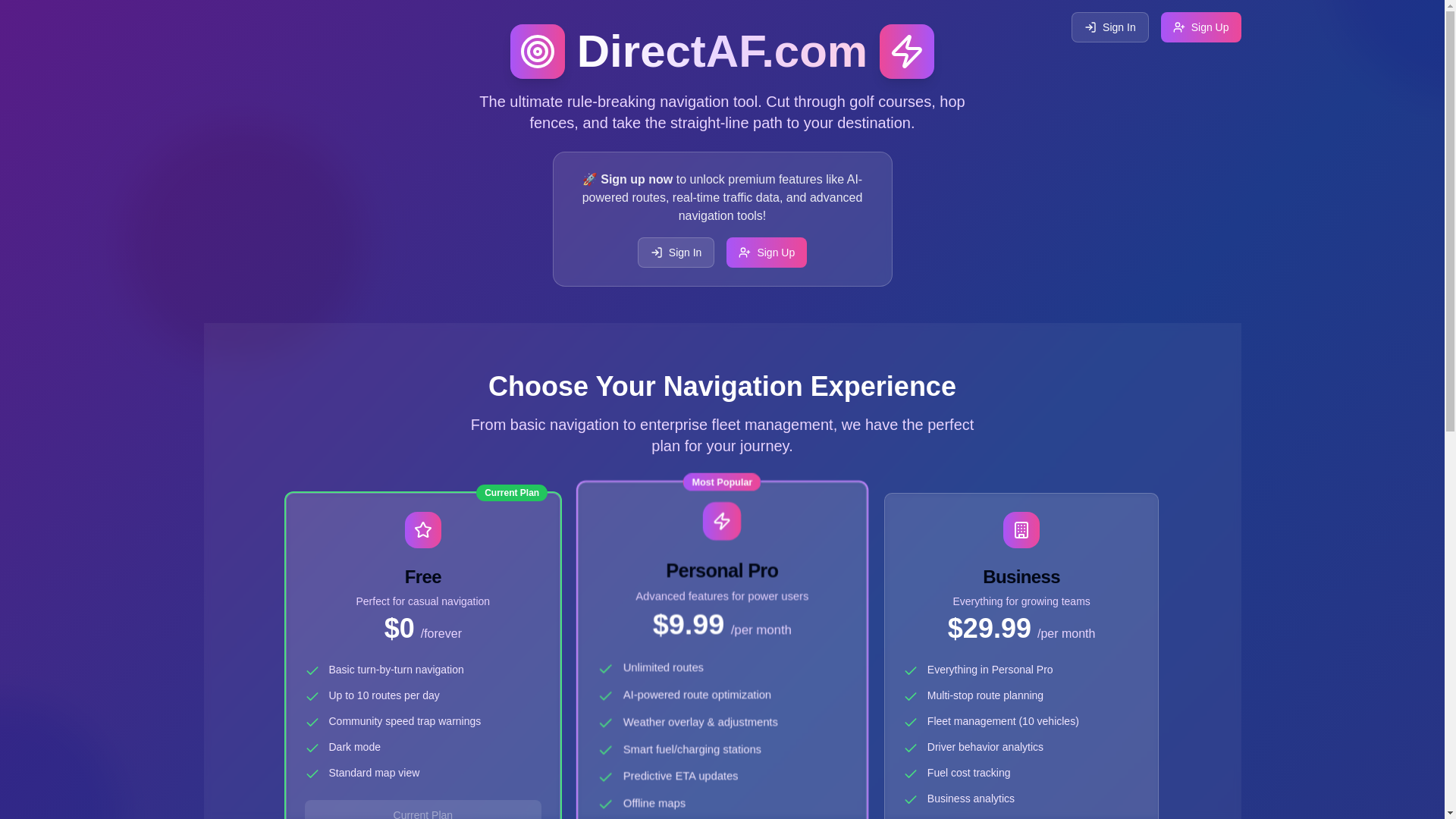 website screenshot of https://directaf.net/