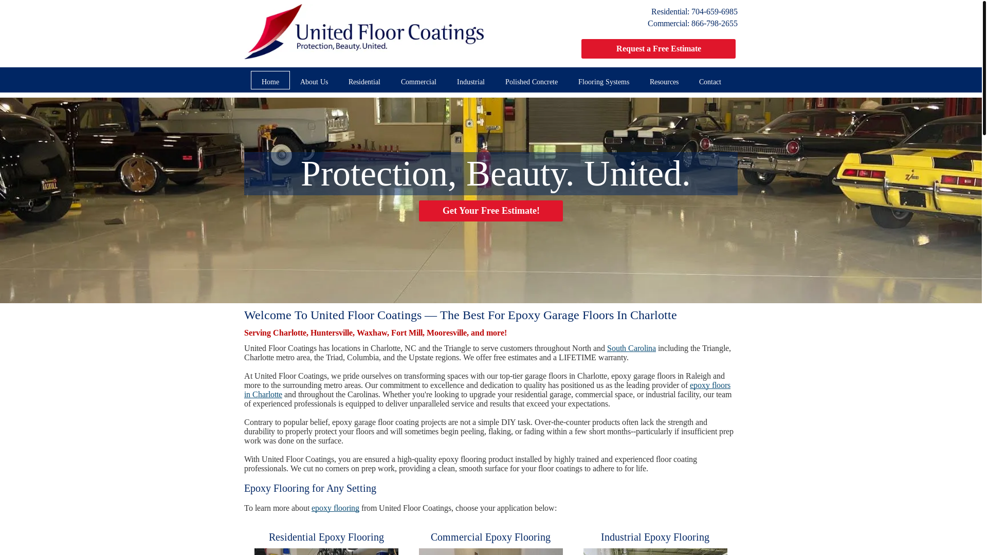 website screenshot of https://tryunitedfloorcoatings.com/
