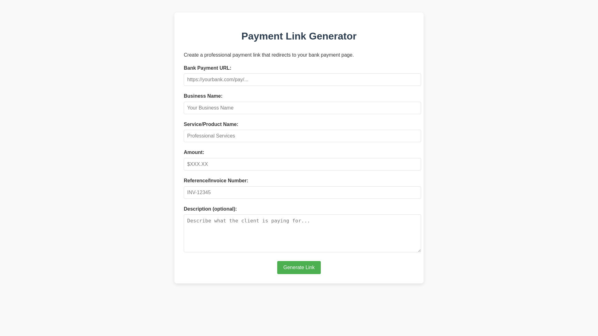 website screenshot of https://link-generator-x59hf.kinsta.page