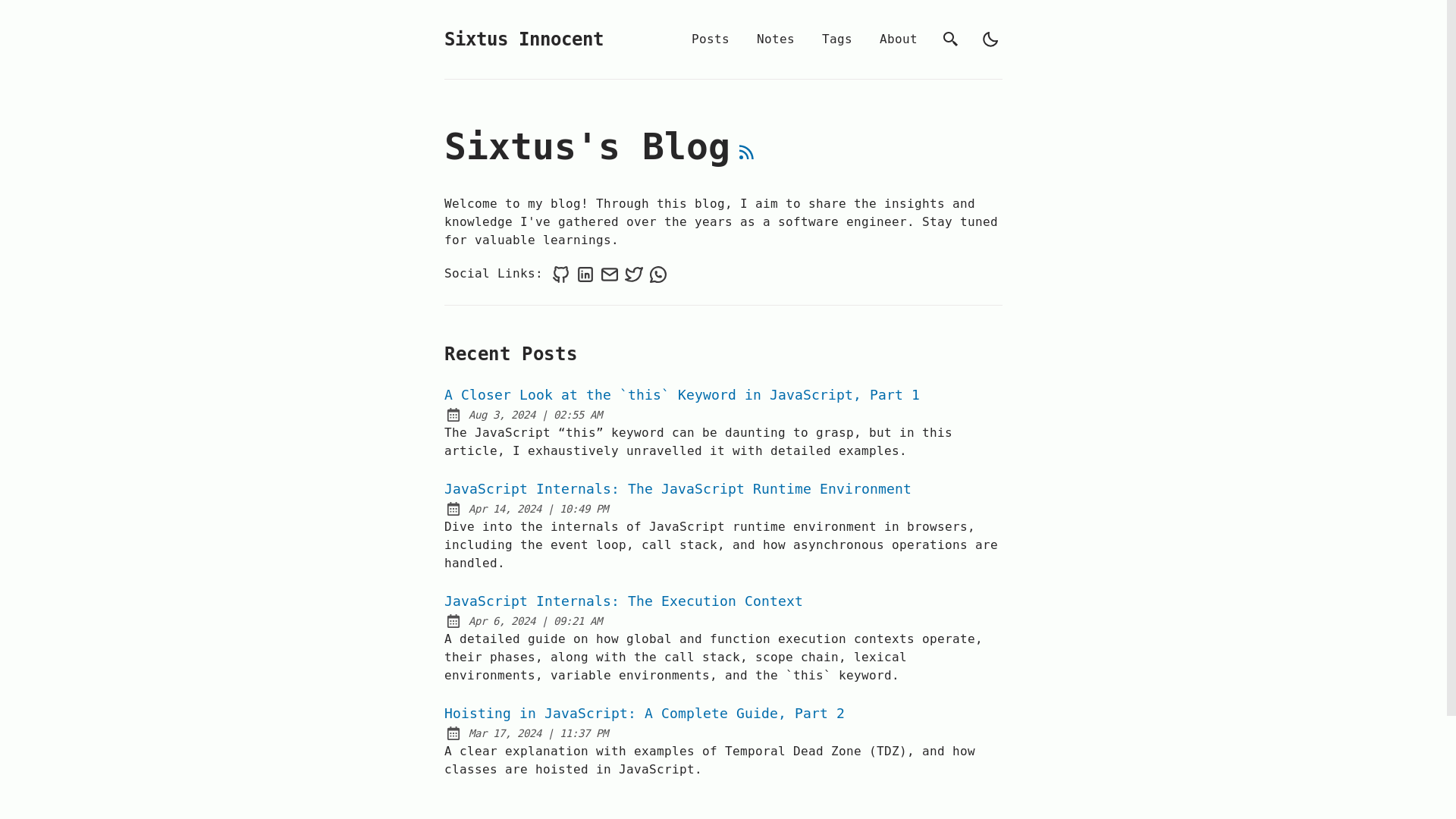 website screenshot of https://my-personal-blog-sixtusinnocent.pages.dev/