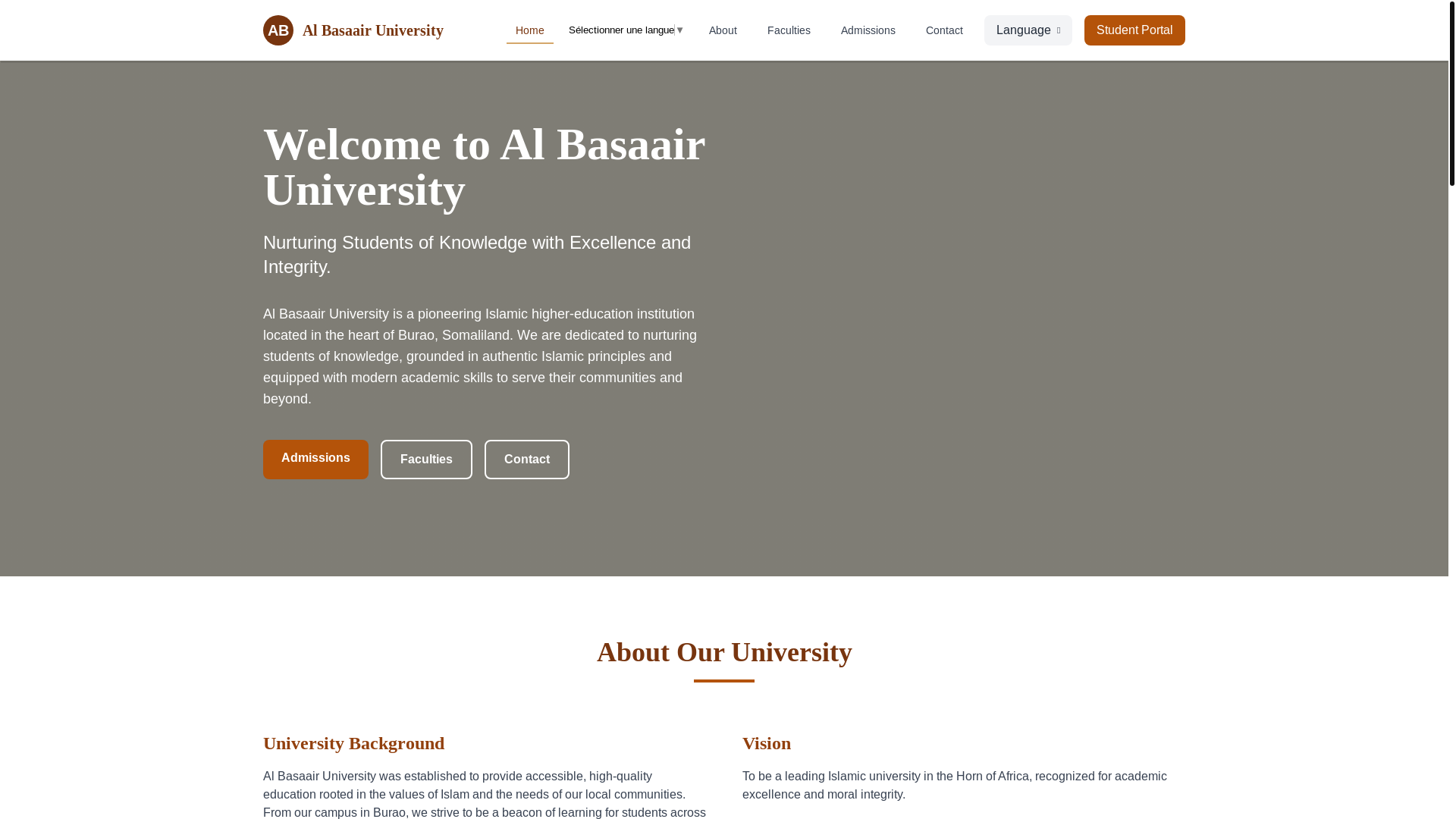 website screenshot of https://al-basaair-university.pages.dev/