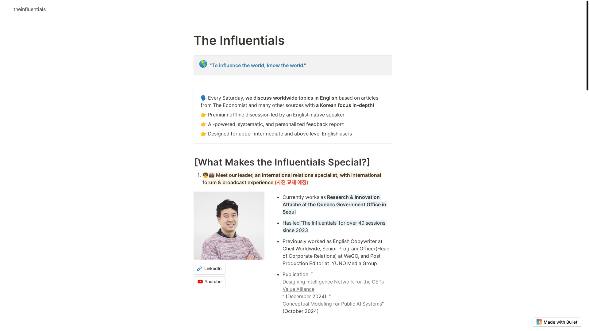 website screenshot of https://theinfluentials-bullet.pages.dev/