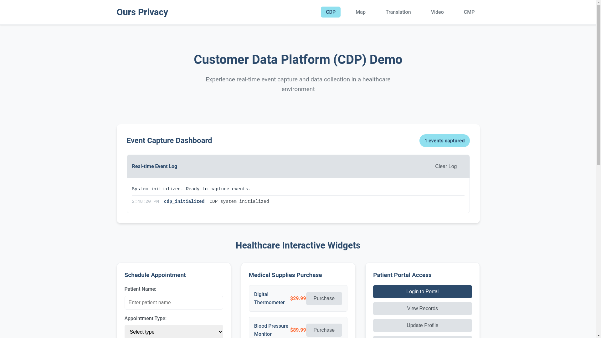 website screenshot of https://oursprivacydemo.com/