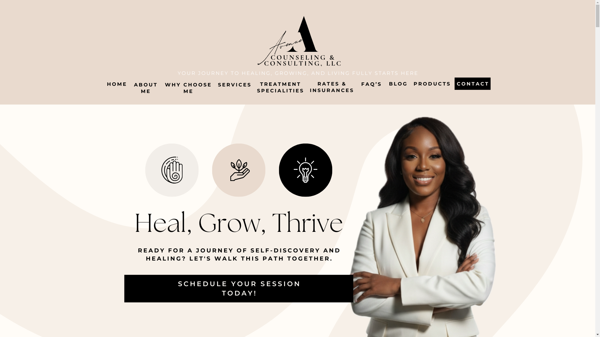 website screenshot of https://avenuecounselingllc.com/