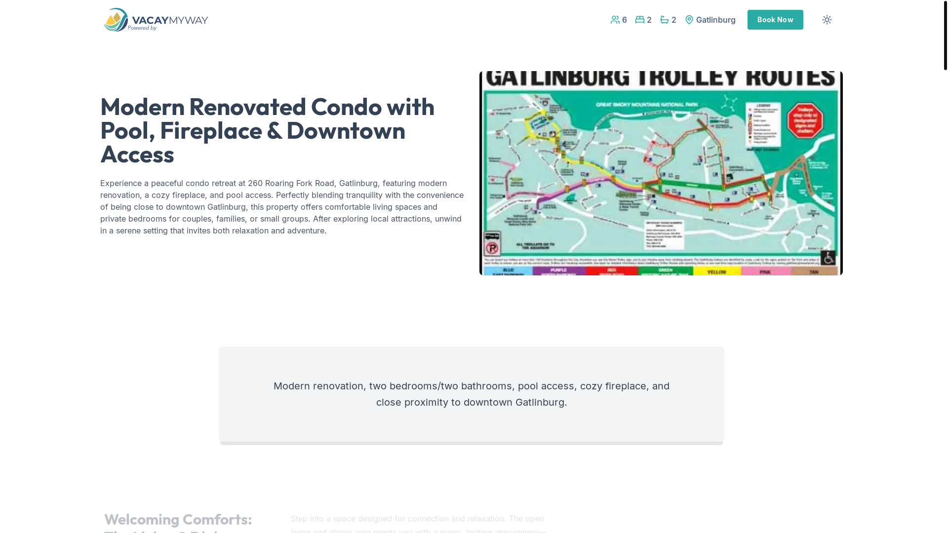 website screenshot of https://tranquilsmoky.vacations/