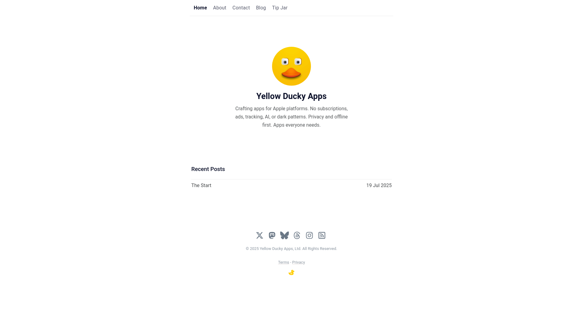 website screenshot of https://yellowduckyapps.pages.dev/