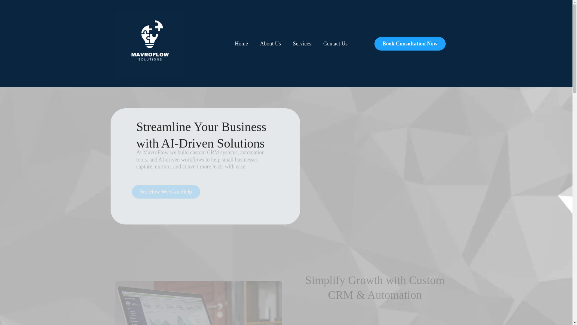 website screenshot of https://mavroflowsolutions.com/